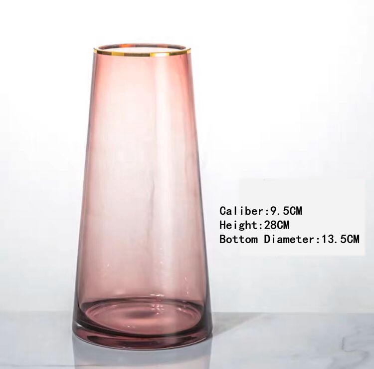 Nordic Glass Vase Flower Vase Tabletop Vase Flower Arranging Home Decoration: pink big