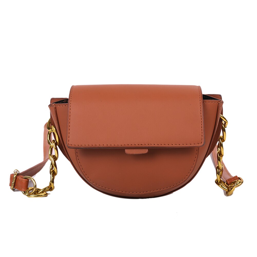 Zadel schoudertas dames pu crossbody handtassen dames ketting schoudertas dames stevige kleine portemonnee: Lichtbruin