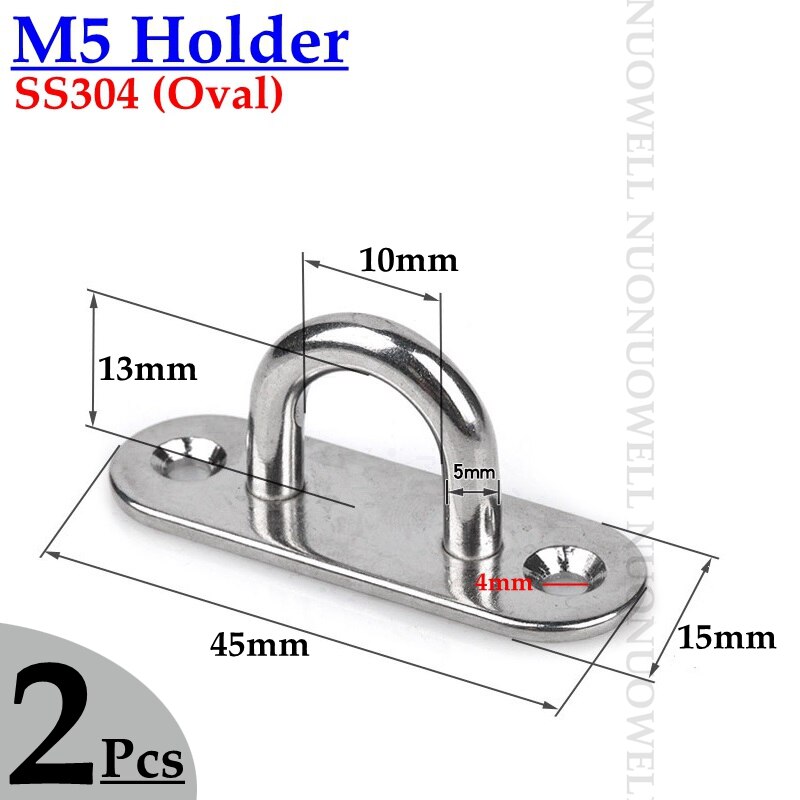 2Pcs M5 M6 M8 304 Rvs Houder Touw Haak Sluiting Connectors Deur Bout Haak Zonnescherm Netto Dekzeil Installatie onderdelen: M5 Oval