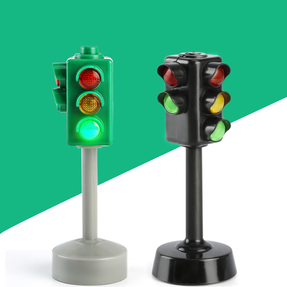 Mini Traffic Signs Road Light Block with Sound LED Children Safety Education Toy Kids Educational Toys