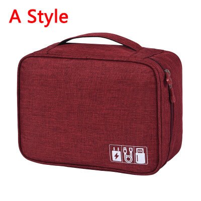 Power Bank Usb Travel Accessoires Digitale Tas Grote Shockproof Gadgets Pouch Elektronische Lader Kabel Oortelefoon Opbergtas: A Style Burgundy