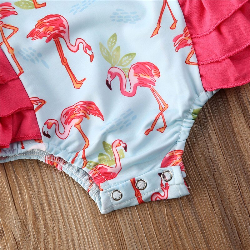 Toddler Baby Girls Flamingo Swimwear Clothes Bikini One-Piece Swimsuit Newborn Baby Girl Long Sleeve Bathing Suit Outfits