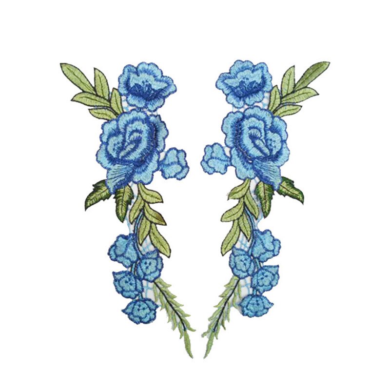 DIY Kleding Patch 1 PC/2 PCS Voor Jeans Badges Zak Naaien Borduren Ambachten Sticker Rose Bloem kleding Accessoires Applique: Blue A