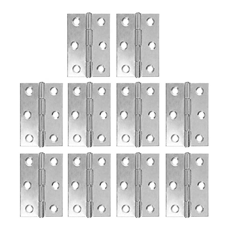6-Hole Door Hinge 48Mm X 33Mm Long Folding Hinge Silver Metal Door Hinge 10 Pcs: Default Title
