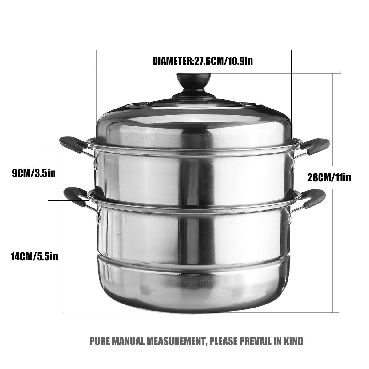 Stainless Steel Three layers Thick Steamer Pot Soup Steam Pot Universal Cooking Pots for Induction Cooker Gas Stove Steam Pot: 28cm