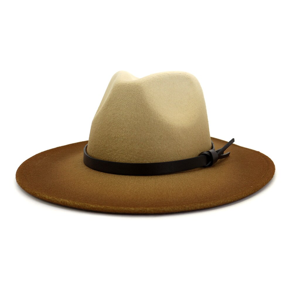 Nieuwe heren dames brede rand wollen vilten fedora panama hoed met riemgesp jazz trilby pet feest formele hoge hoed in roze, zwart 56-60 cm kopen vanaf een prijs van 6.73