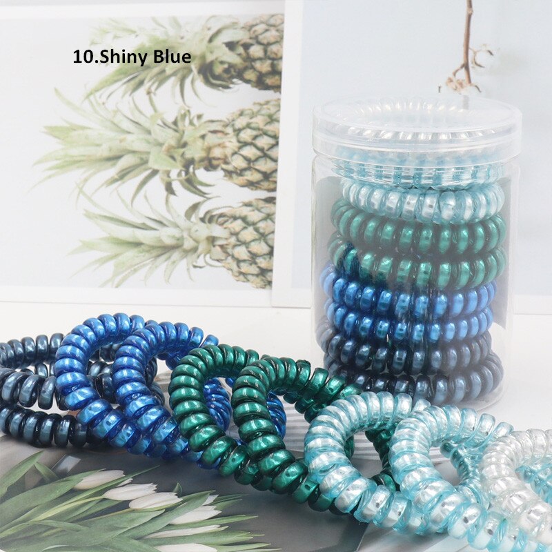 Big Grosso Plástico Elástico Cabelos para Mulheres, Multi Cores, Fio de Telefone, Bandas De Borracha, Stretchy Ponytail, Personalidade Presente, 9Pcs: Verde Fluorescente