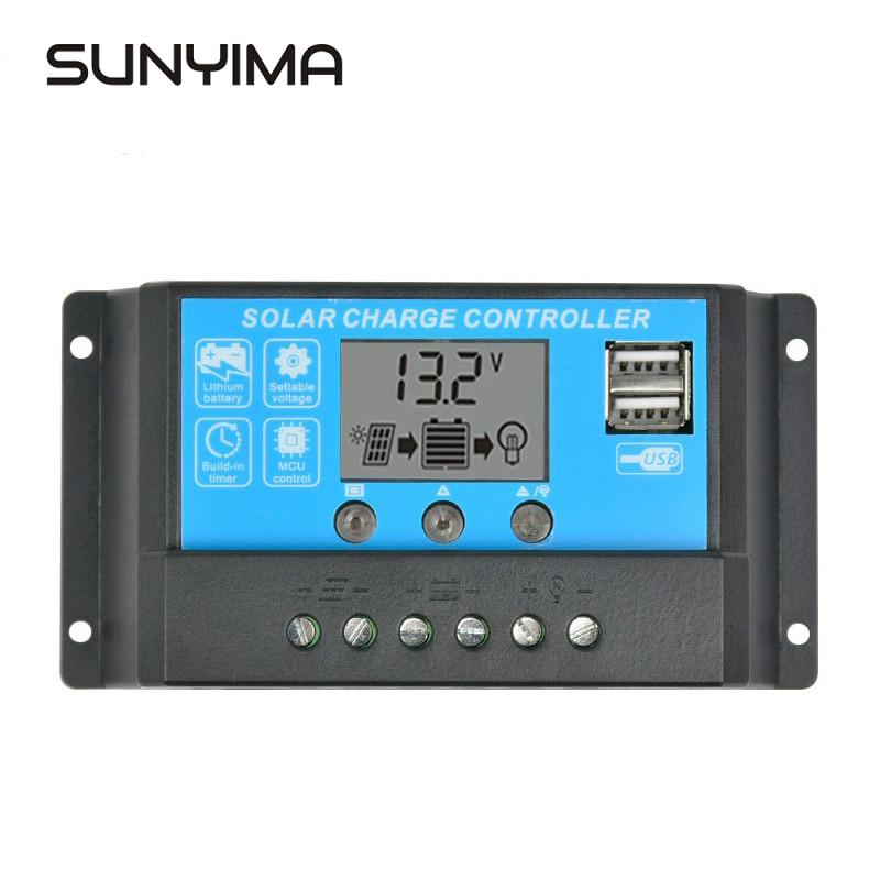 SUNYIMA Solar Charge Controller 24V 12V 15A Auto LCD Displyer Collector Regulator Solar Panel Battery Dual USB Switching Output