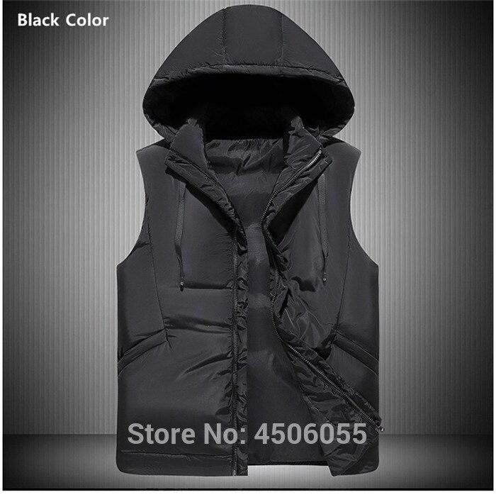 Veste à capuche d'hiver Gilet homme 6XL 7XL 8XL 9XL veste sans manches homme rouge bleu noir Gilet grande taille homme Gilet Uomo Inverno Mannen: Black / 8XL