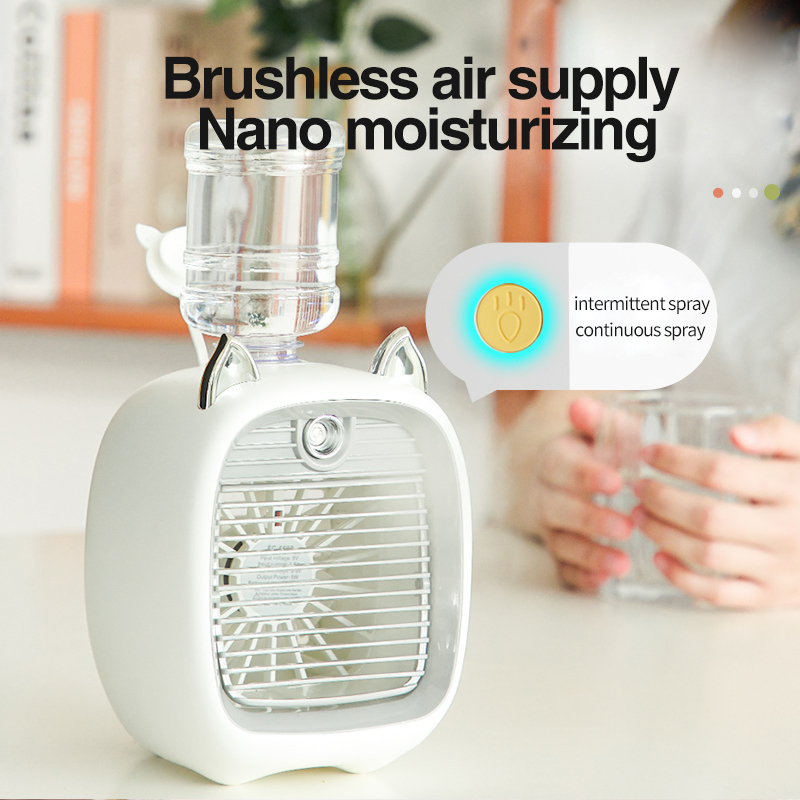 Draagbare Airconditioner Usb Mini Luchtkoeler Ventilator Waterkoeling Ventilator Met 3 Speed 2 Modi Spray Luchtbevochtiger Purifier Voor Auto Thuis