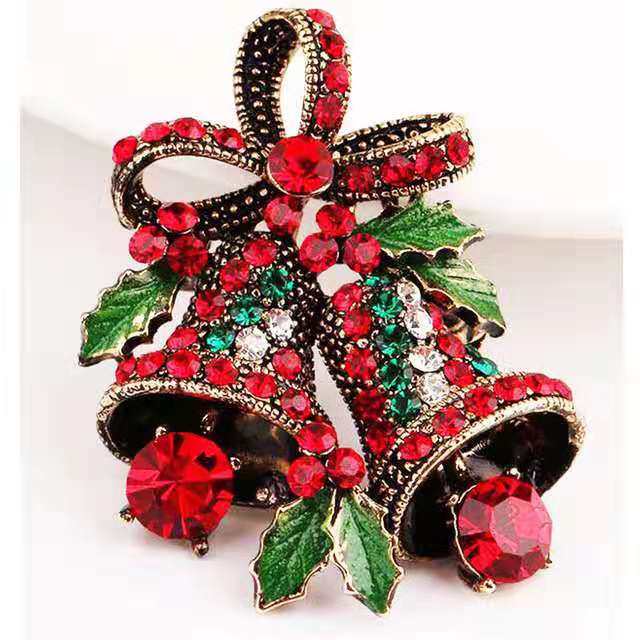Farverige vintage rhinestones sløjfe juletræ klokker broche til kvinder jule jakkesæt nåle smykker frakke kjole tilbehør