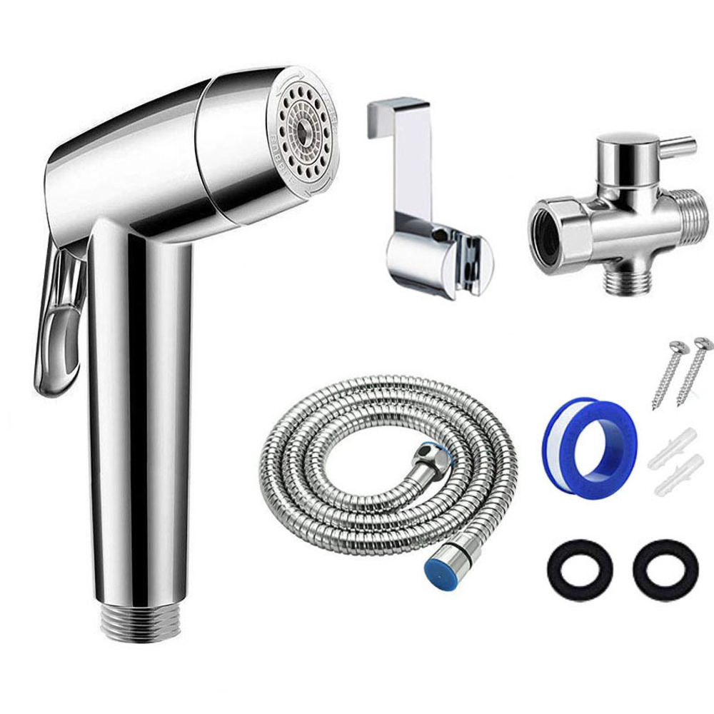 Stainless Steel Handheld Pressurized Toilet Spray Gun Easy Install Toilet Companion Bathroom Sink Cleaning Flushing Bidet Spray