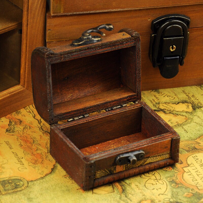 Mini Jewelry Storage Box Imitation of Ancient Handmade European Style Wooden Case Photo Studio Props Photography Background