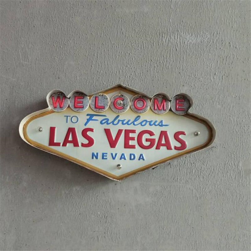 Las Vegas Neon Sign Decorative Painting Metal Plaque Bar decor Wall lamp Decor Illuminated Plate Welcome Arcade Neon adversting