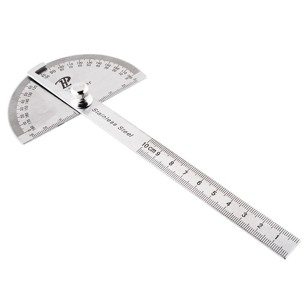 Stainless 180° Steel Rotary Protractor Angle Finder Rule Measure Gauge Tool Kit