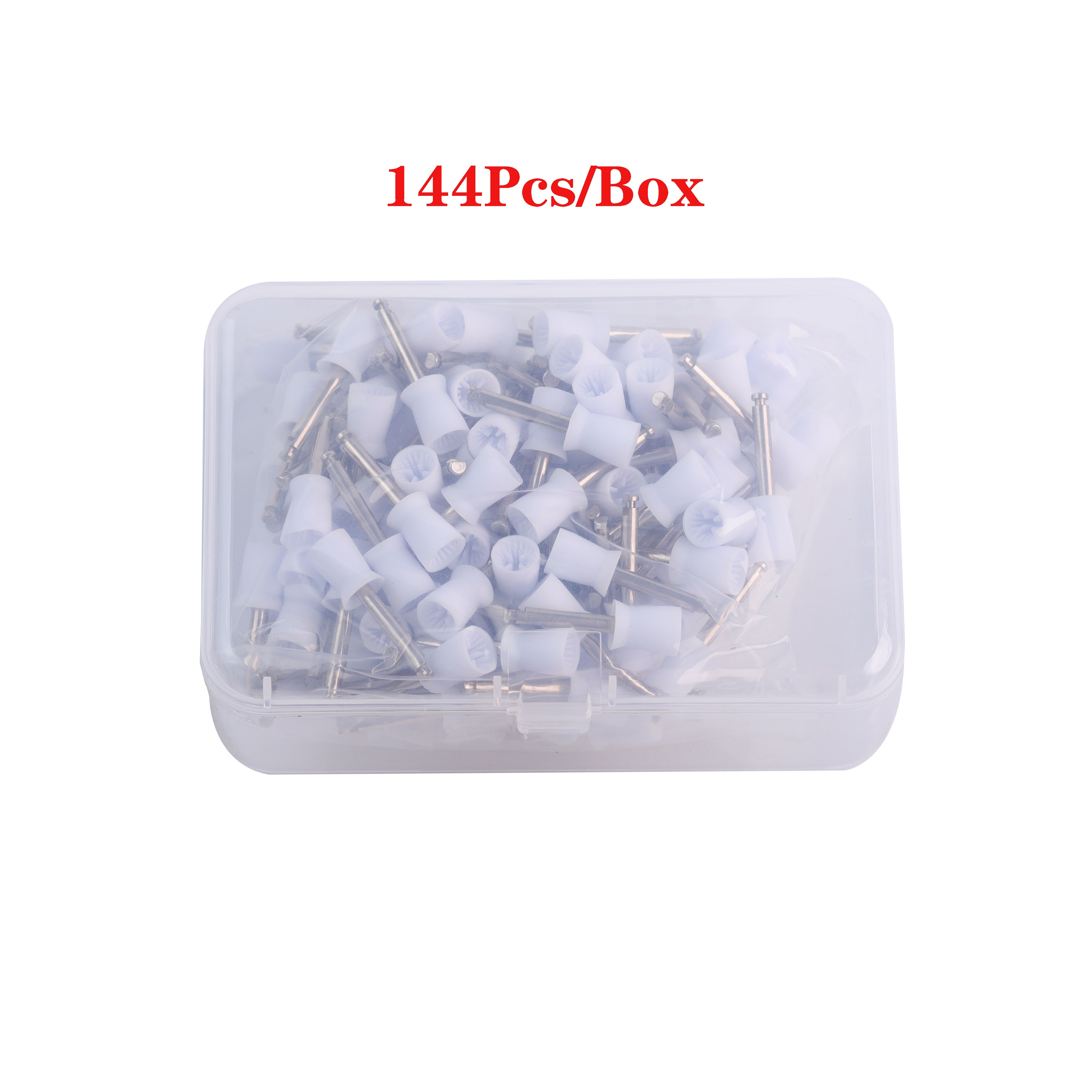 Dental Polishing Cup Latch Type Rubber Prophy Tooth Polish Cups Polishing Brush For Low Speed Handpiece 100/144Pcs Dentist Tools: 144Pcs White