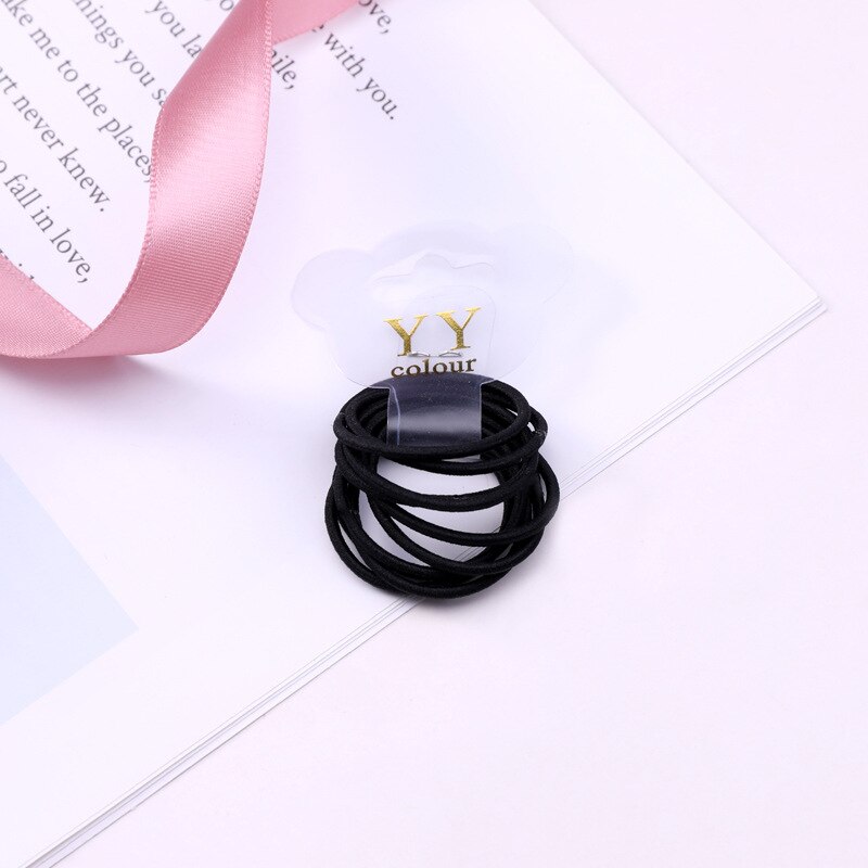 Lot d'élastiques en Nylon pour filles, couleurs acidulées, 3CM, lot de 30 pièces, bandes de caoutchouc pour enfants, porte-queue de cheval, accessoires pour cheveux: Black