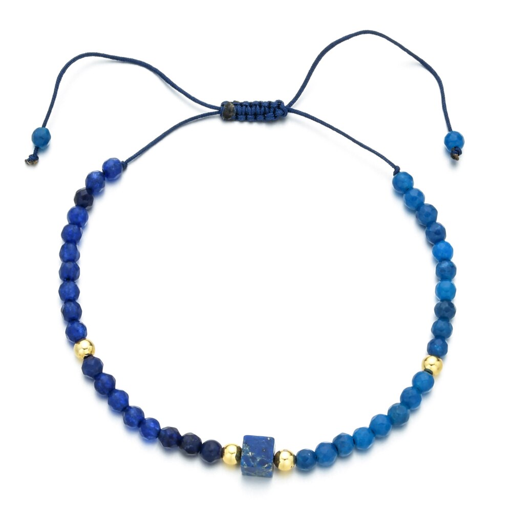 ZMZY Neue Boho Perlen Armbinde Besten Freund Natürliche Stein Armbinde Damen Einstellbar Dünnen Handgemachten Luxus Schmuck: Blau