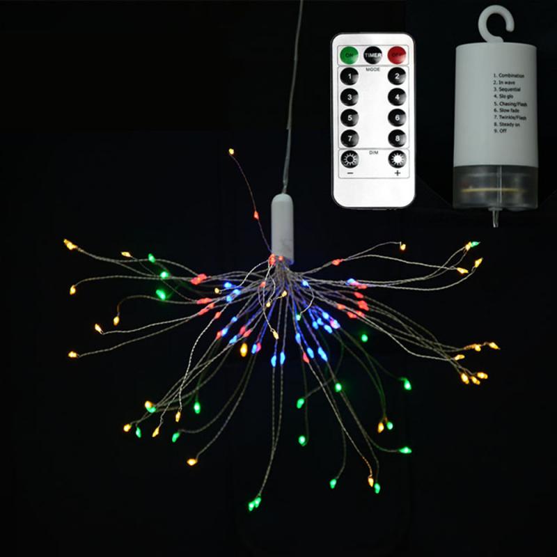 1pc Newest High Qulity Dandelion Firework Shaped Decorative Lamp With Remote Control Battery Box Version For Xmas: color 180pcs