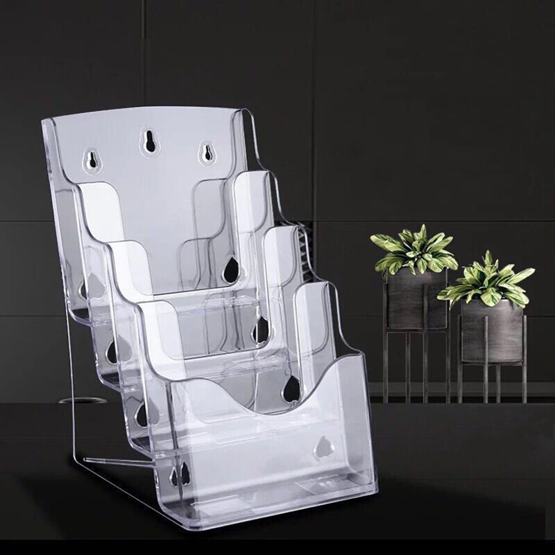 Hangable Information Display Stand 4 Tier A5 File Storage Shelf Newspaper Magazine Rack Home Desk Organizer Office Accessories