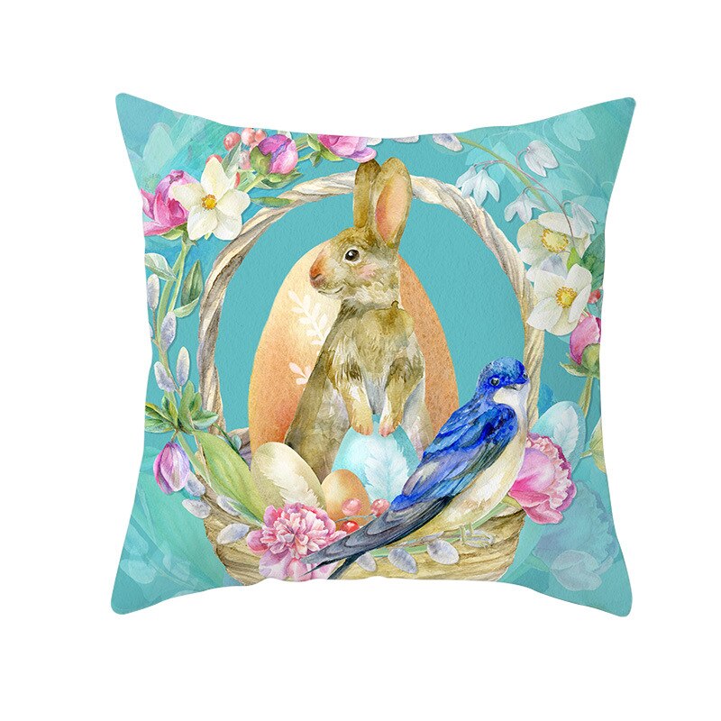 Kids Kussen Print Pasen Leuke Konijn Print Kussen 45*45Cm Case Polyester Sofa Auto Kussen Cover Home Decor funda Rechthoekige: 5
