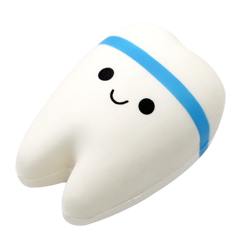 Jouet en forme de dents à presser, 1 pièce, sourire lent, dessin animé mignon, Spinner à main, extensible, relaxant, Squishy, de dentiste: Blue
