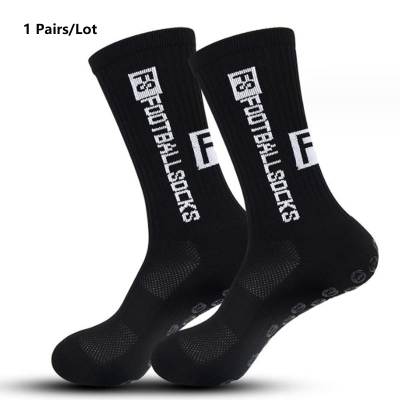 1/20 paires anti-dérapant chaussettes de Football hommes femmes anti-dérapant Football basket-ball Tennis Sport chaussettes poignée cyclisme équitation chaussettes 38-46 2025: Black