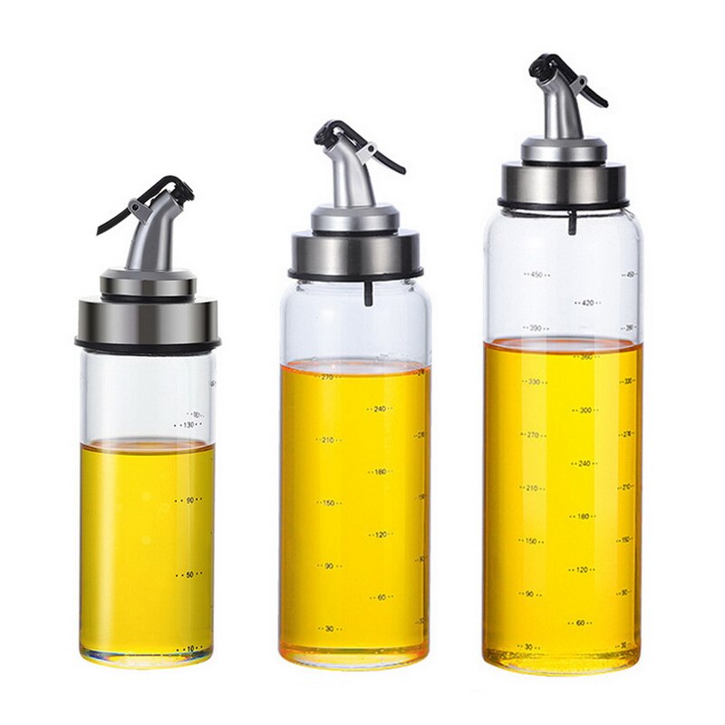 Oliedispenser glas olivenolie eddike flaske husstand lækagesikker sojasovs flaske olieudløb tud køkken tilbehør 200/300/500ml