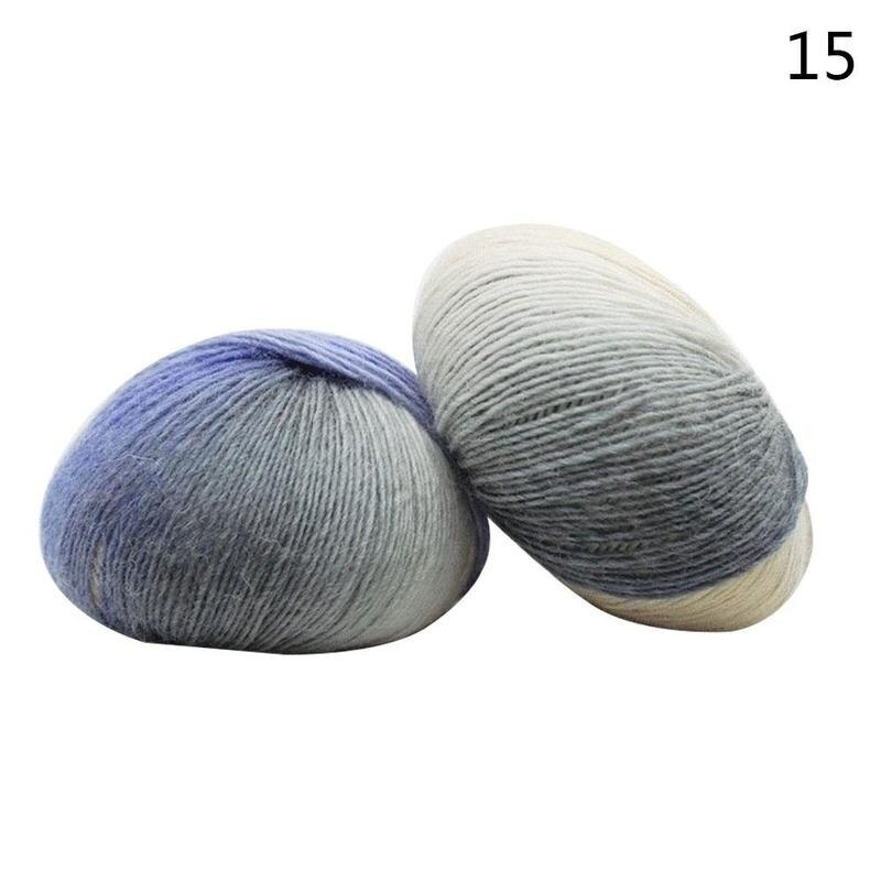5 Rolls 50g/ball Worsted Section-dyed Rainbow Yarn Wool Yarn for DIY Hand Knitting Crochet Shawl Scarf Thread: 15