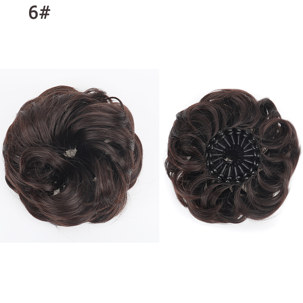Nueva pieza de pelo de moño desordenado, moño esponjoso sintético en forma de Nido de Pájaro, extensiones de moño de pelo rizado ondulado retráctil para mujeres y niñas: #6