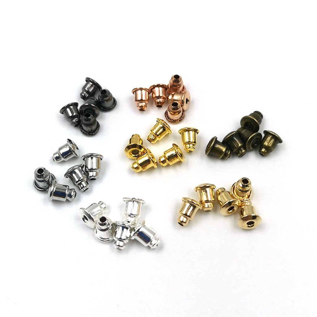 200 Pcs/Lot Bullet Earring Backs PlugDIY Blocked Caps Earring Accessories Stopper Scrolls Jewelry Findings