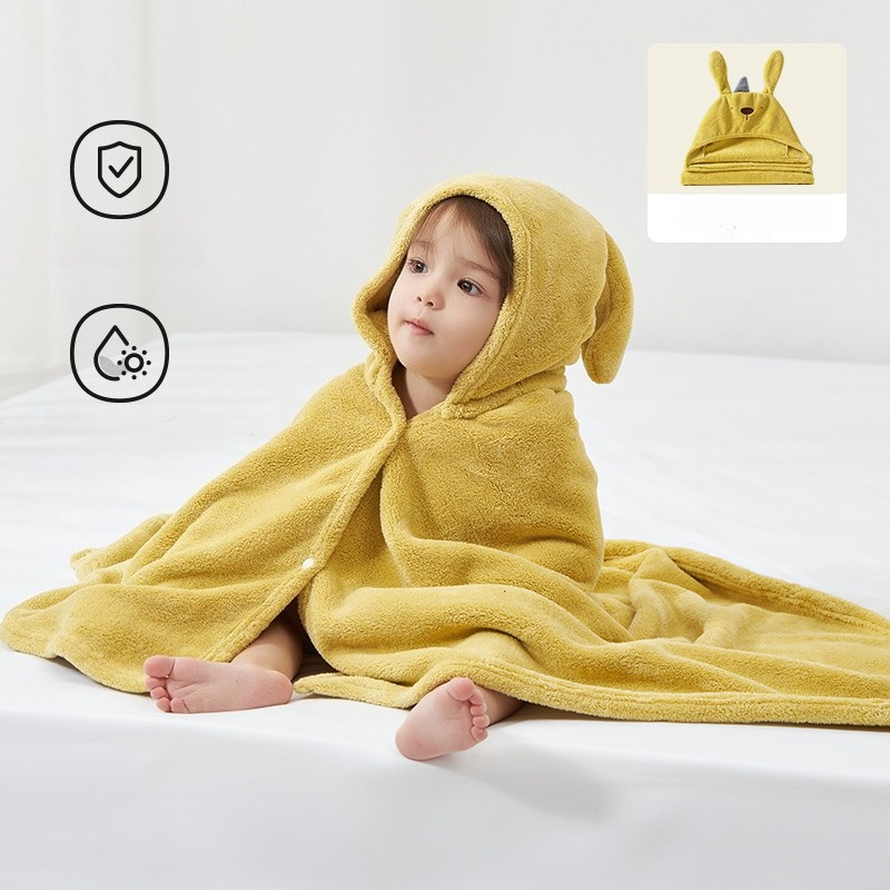 Serviette de bain pour bébé, cape à capuche pour garçons et filles, peignoir éléphant pour enfants, douche portable, serviettes de natation à Absorption douce: YELLOW