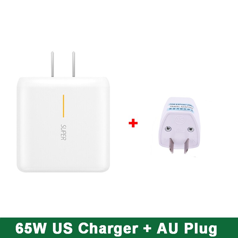 65W Supervooc 2.0 Fast Charger For OPPO Find X2 Pro Reno 5 5G Ace 2 X20 Realme 8 X50 Pro RX17 SuperDart Charger 2M Type-C Cable: US Charger w AU Plug