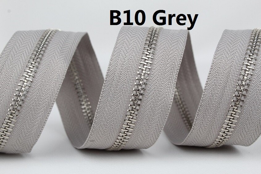 5 # zilver metalen rits enkele open-end grijs donker grijs navy blauw metalen rits roll high grade: B10 Grey