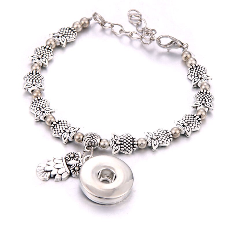 Nuovo Scatto Gioielli forma di Pesce di pesce Che Borda Ciondolo braccialetto di Perline Fit 20 MILLIMETRI 18 MILLIMETRI Snap Bottoni Gioielli Scatta In Metallo braccialetto: 8