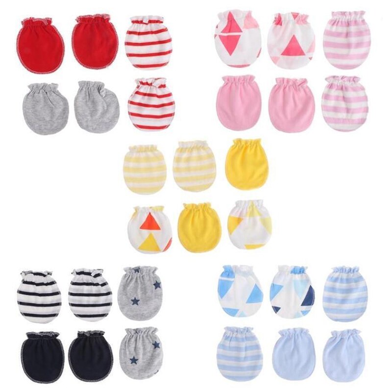 3 pçs/set Luvas Luvas Bebê Super Macio Newborn Boy Girl Segurança Raspe Mittens Tamanho 0-6 Meses Do Bebê Acessórios