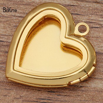 BoYuTe 10 pièces 20*4.5 MM petit métal laiton évider coeur médaillon Photo médaillon pendentif à breloques bricolage: Gold Plated