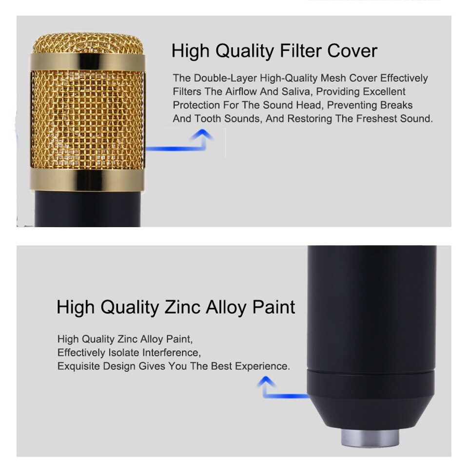 Bm 800 karaoke mikrofon  bm800 studio kondensator mikrofon mikrofon bm -800 for ktv radio braodcasting sang opptak datamaskin 2022