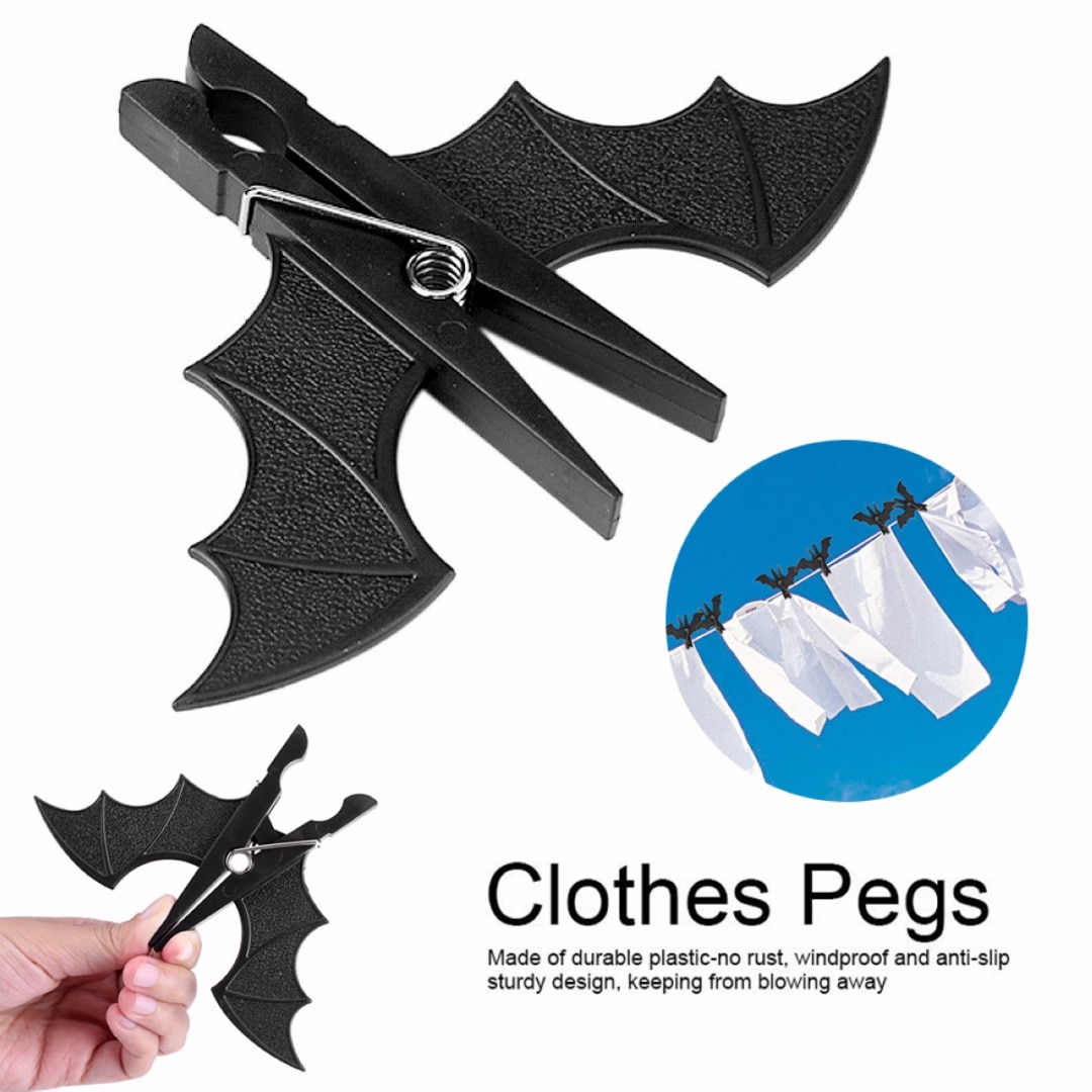 2 Stuks X Winddicht Plastic Bat Wasknijper Peg Clip Pin Handdoek Kleding Deken Zwart