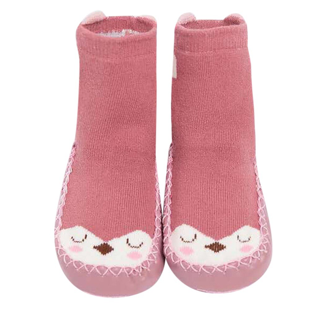 Kids Peuter Baby Meisjes Jongens Sokken Leuke Cartoon Dier Dikke Warm Anti-Slip Sokken Slippers Calcetines Antideslizante Niño: Pink  / 12