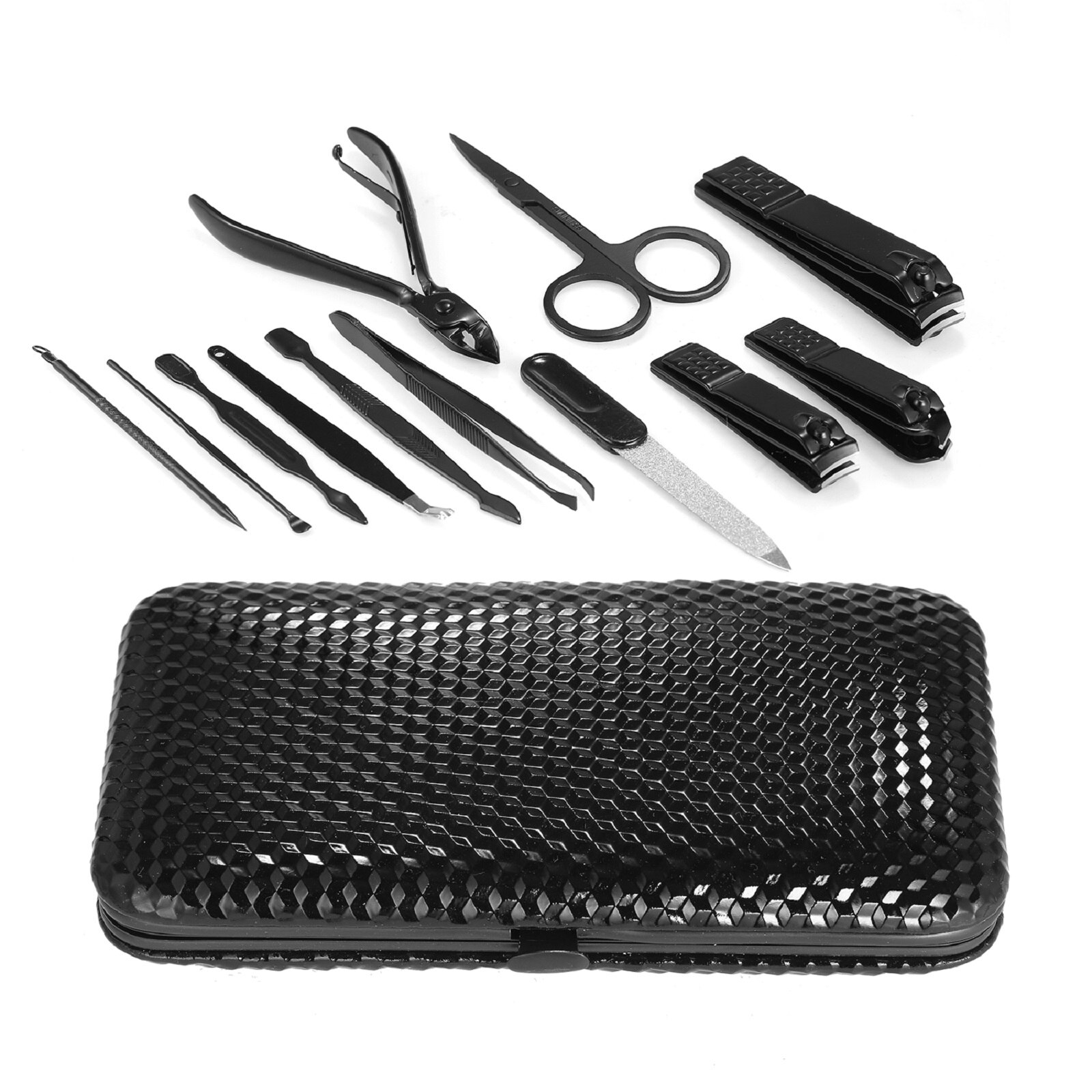 12-Piece Matte Steel Manicure Implement Set Portable Pedicure Tool Kit Fingernail Toenail Scissors Hand Foot Nail Clippers Nail