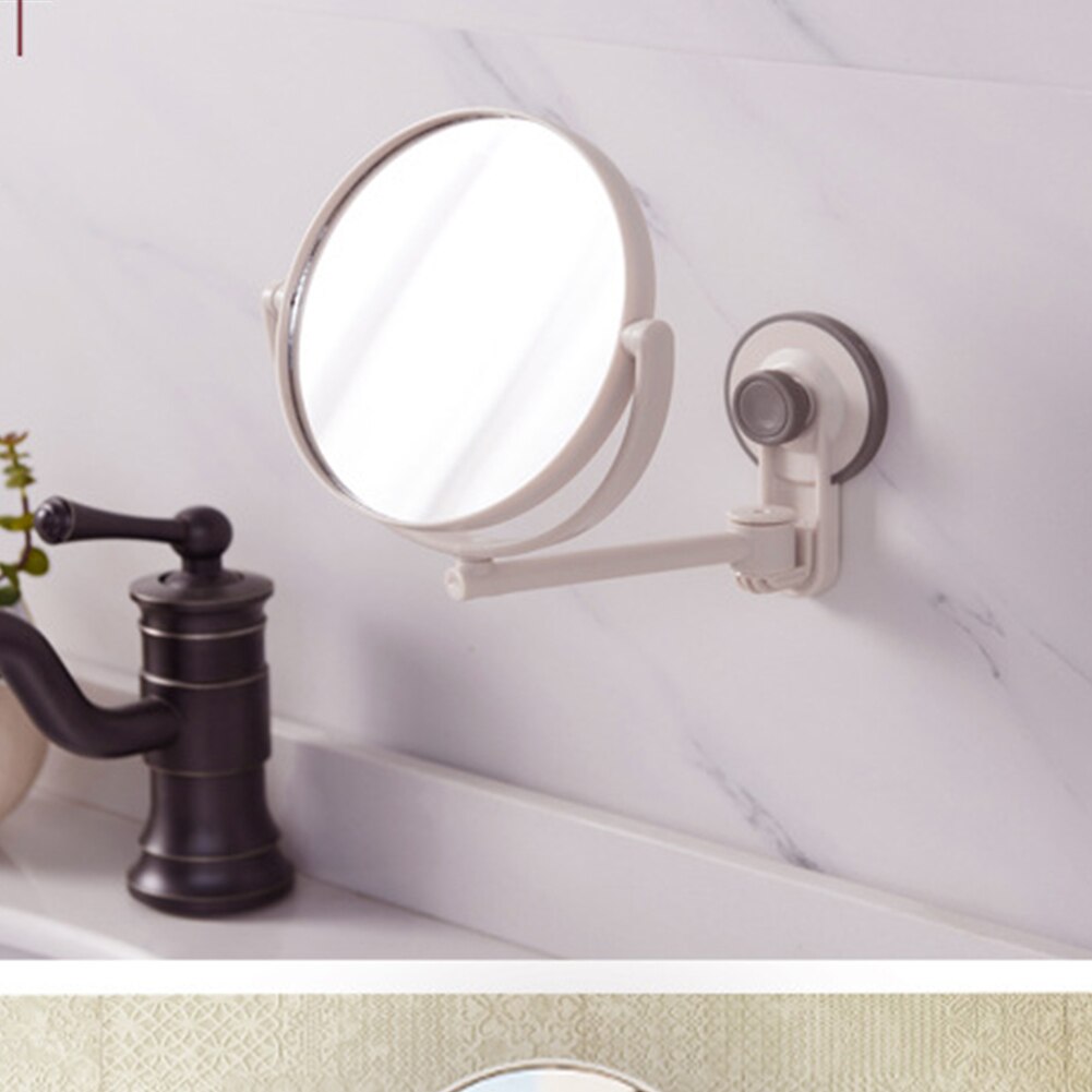 Adjustable Wall Hanging ABS 360 Degree Double Sided Home Easy Install Free Punch Waterproof Suction Cup Makeup Mirror Smooth