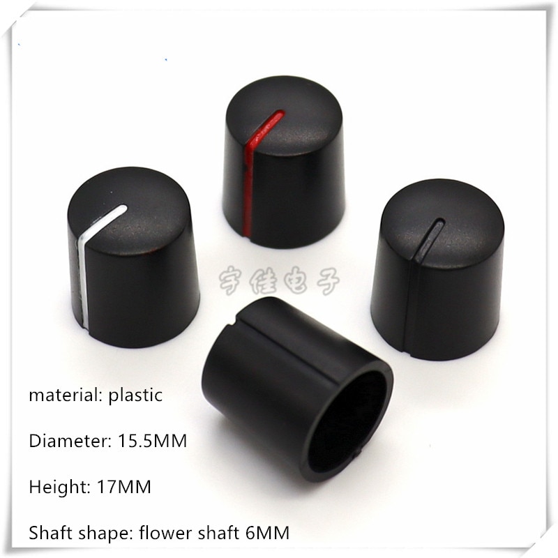 10 Piece 15.5*17MM plastic knob cap potentiometer encoder switch knob is suitable for flower shaft 6MM