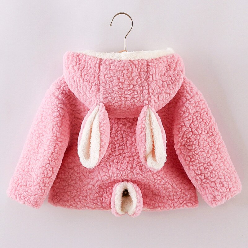 Vestiti per bambina giacca per bambina autunno e inverno bambini più giacca calda spessa in velluto giacca da ragazza con cappuccio in lana di agnello: Colore rosa / 6-12M 80