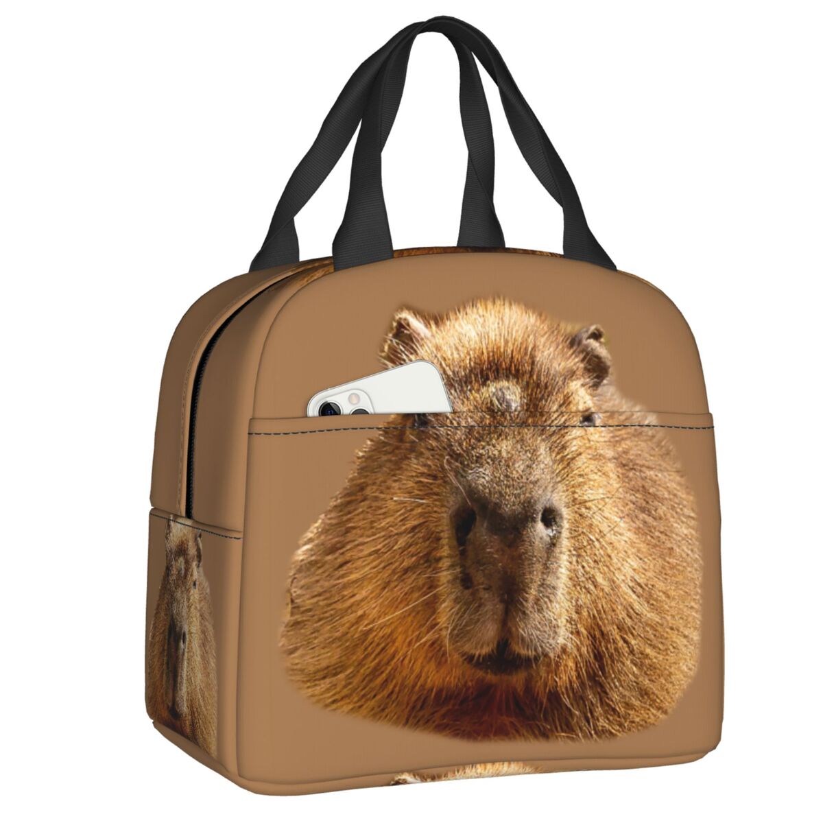 Anpassad capybara isolerad lunchväska för kvinnor läckagesäker kylväska termisk lunchväska kontor picknick resor: Kaki