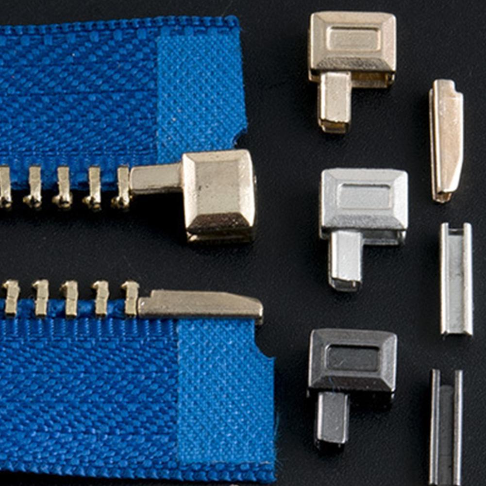 10 Sets Metall-Reißverschluss-Reparatursatz, Reißverschluss-Kopfschieber, Halter, Einfügungsstift, Reißverschluss-Stopp, Zubehör, Stecker zum Nähen, Taschenmantel