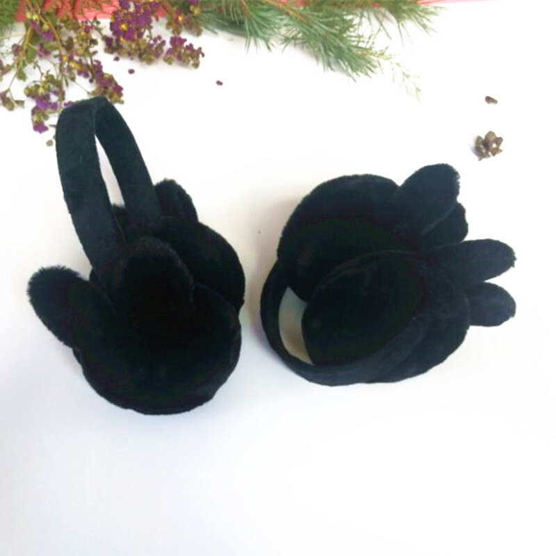Cache-oreilles de lapin pour femme, couvre-oreilles chauds, pour filles, TWE005-white: Black