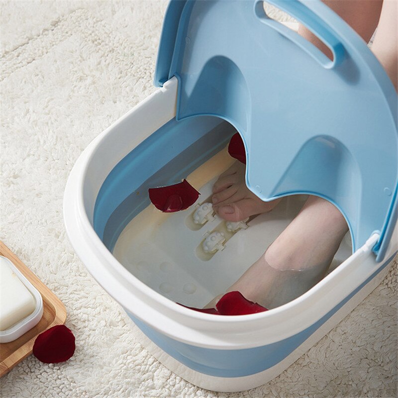 Wonderlife Foot Wash Tub with Lid Sauna Soaking Foaming Massage Bucket Pedicure Foot Bath Basin Portable Foldable Footbath
