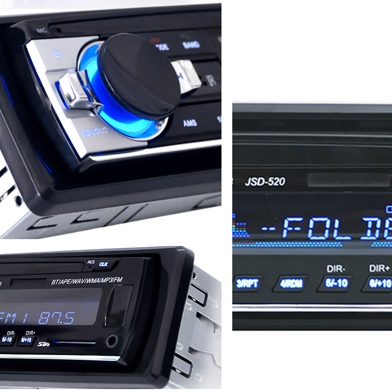 Radio Estéreo Digital con Bluetooth para coche, reproductor MP3, 60W x 4, FM, Audio, música, USB/SD, entrada auxiliar en el tablero