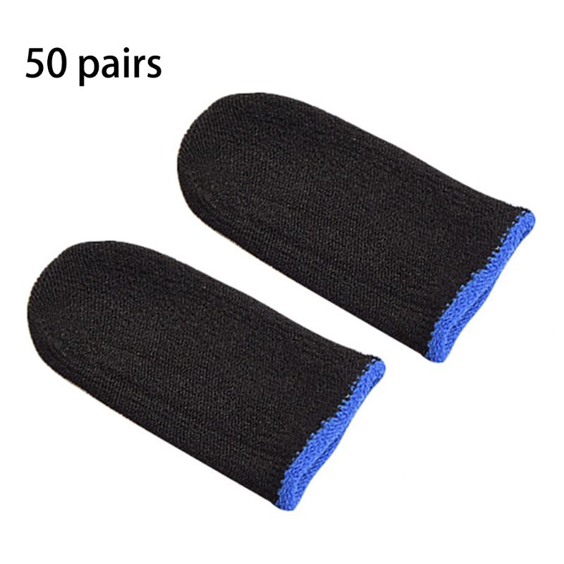 50 Pair Sweat-Proof Knitted Fabric Finger Cover Game Touch Screen Thumb Game Pad Finger Sleeves for Gaming Accessories Kit: A